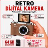 Solvis 4K Dijital Retro Fotoğraf Makinesi 48MP 18X Zoom 180° Dönen Ekran Flaşlı 64GB Sd Kart Hediyeli Selfie Vlog Kamera - Kahverengi