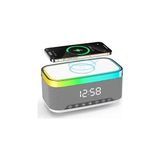 Solvéra Kablosuz Şarjlı Çok Fonksiyonlu Masa Saati ve Bluetooth Hoparlör Alarm Saatli Radyo