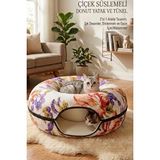 Solvéra Kedi Oyun ve Dinlenme Tüneli Donut Şeklinde Yumuşak Yatak Kedi ve Köpek Yatağı - Seçenek 1 - Siyah