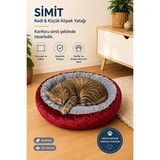 Solvéra Kırmızı Minderli Simit Yatak, Küçük Irk Kediler ve Köpekler Için Konfor - Seçenek 1 - Siyah