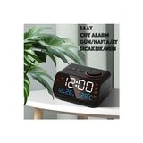 Solvéra LED Dijital Alarm Saati ve Çok Fonksiyonlu Masa Saati Alarm Saatli Radyo