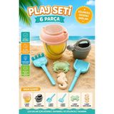 Solvéra Pastel Renkli 6 Parça Çocuk Plaj Oyun Seti, Kum ve Su Eğlencesi Plaj Oyuncakları - Siyah