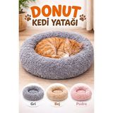 Solvéra Peluş Donut Yatak, Yuvarlak ve Yumuşak Konfor Sunar Kedi ve Köpek Yatağı - Seçenek 1 - Siyah