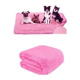 Solvéra Peluş Pembe Battaniye, Yumuşak ve Sıcacık Uyku Örtüsü Kedi ve Köpek Yatağı - Seçenek 1 - Siyah