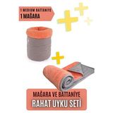 Solvéra Rahat Uyku Seti, Şeftali Mağara ve Battaniye ile Konfor Kedi ve Köpek Yatağı - Seçenek 1 - Siyah