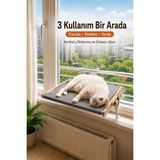 Solvéra Vantuzlu Çok Amaçlı Ahşap Kedi Yatağı, Pencere ve Kalorifer Üstü Kullanım - Seçenek 1 - Siyah