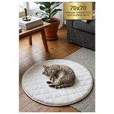 Solvéra Yuvarlak Kaymaz Tabanlı Tavşan Tüyü Yatak, Ultra Yumuşak Konfor Kedi ve Köpek Yatağı 70X70 - Seçenek 1 - Siyah