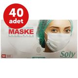 Soly 3 Katlı Full Ultrasonik Beyaz Cerrahi Maske Telli 50'li - 40 Adet