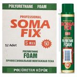 Somafix 12 Adet 750 ml- 850 Gr Poliüretan Köpük Çelik Kapı Pencere İzolasyon Montaj Dolgu Pu Köpük