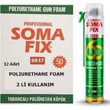 Somafix 12 Adet 750 ml - 880 gr 60 Saniye Poliüretan Yapıştırma Köpük 2 Li Kullanım