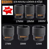 Somafix 3/4” 6 Köşe Kısa Havalı Lokma Anahtar 17-19-24-27-30-32M