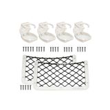 SomayStore Tekne Karavan Seti 4 Adet Oval Katlanır Bardaklık 2 Adet 32x17cm Eşya Filesi Beyaz
