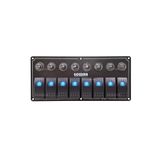 SomayStore Tekne Switch Panel 8 Anahtar Otomatik Sigortalı 12/24v Tekne Kontrol Paneli Mavi Işık