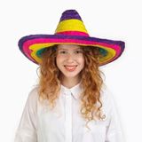 Sombrero Meksika Şapkası Renkli Örme Hasır Çocuk Boy P117635s8451