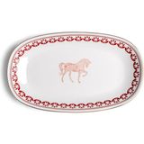 Some Home İstanbul Horse Luck Collection Red At Desenli Porselen Kayık Servis Tabağı 34 cm - Standart