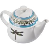 Some Home İstanbul Lady Dragonfly Beyaz Yeşil Porselen Demlik - Beyaz - Yeşil - Standart