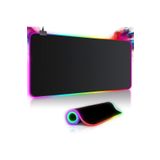 SOMIC Rgb Mousepad 14 Değişen Ledli Düz Siyah 80*30 Cm Gaming Oyuncu Su Geçirmez, Işıklı Mouse Pad