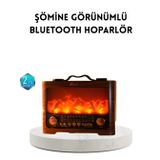 Şömine Efektli Solar Hoparlör Bluetooth 5.3 Radyo Aux USB Tf Destekli