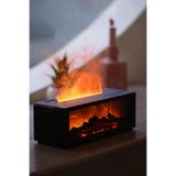 Şömine Görünümlü Alev Efektli Hava Nemlendirici 3D Alev Aroma Difüzörü Aroma Terapi Buhar Makinesi SİYAH