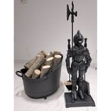 Şömine Odun Kovası+Şövalye Maşa Takımı Set
