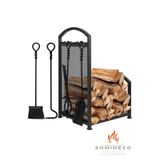 SOMINECO 5 Li Ithal Metal Odunluklu Tel Detaylı Şömine-Soba Maşa Takımı Aksesuar Seti SS-0012