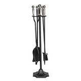 SOMINECO 5 Li Lüx Ithal Gümüş Topuz Başlıklı Şömine-Soba Maşa Takımı Aksesuar Seti SS-005GS