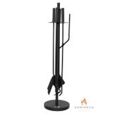 SOMINECO 5 Li Lüx Ithal Siyah Yuvarlak Tabanlı Şömine-soba Maşa Takımı Aksesuar Set 045