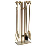 SOMINECO Antik Gold Patinalı 5 Parça Şömine-soba Maşa Takımı Aksesuar Seti Altın