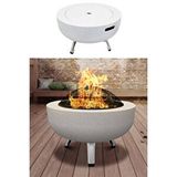 SOMINECO Metal 2si1 Arada Katlanabilir Ayaklı Ateş Çukuru- Sehpa Mangal Şömine Bahçe Isıtma 64,5 Cm 0618 Gri