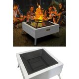 Somineco Metal 4 Parça Ithal Kare Katlanabilir Ayaklı Ateş Çukuru Mangal Şömine Bahçe Isıtma 70X70 cm 05127