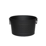 SOMINECO Metal Siyah Zigzag Desenli Yuvarlak Şömine-Soba Odun Depolama Saklama Kovası