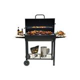 Somineco Tekerlekli Kömürlü Dikdörtgen Ahşap Sehpalı Bbq Dökme Demir Kömürlü Mangal Barbekü Izgara 1813-24S