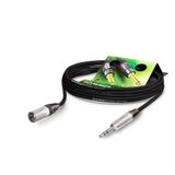 Sommer kablo mikrofon kablosu sahne 22 highflex XLR erkek 3 uçlu Neutrik NC3MXX/jak 6,3 mm stereo Neutrik NP3X, siyah kablo, Sommer kablo (5 m) ile Almanya'da üretilmiştir