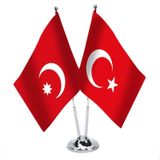 Son İmparatorluk Osmanlı - Türkiye -İkili Saten Masa Bayrağı