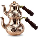 Sonay Bakırcılık Çiçek Işlemeli Küçük Bakır Çaydanlık 1.4 Lt