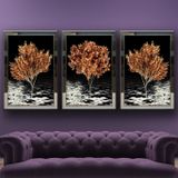 Sonbahar-2 Temalı Aynalı Çerçeveli 3 lü Kanvas Tablo Seti 150x70 cm SETS0350