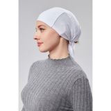 Sonbahar Moda Kadın Tesettür Likralı Penye Dikişsiz Kaymaz Düz Bone Beyaz - 001-Beyaz - Standart
