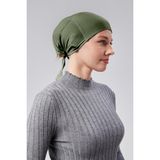 Sonbahar Moda Kadın Tesettür Likralı Penye Dikişsiz Kaymaz Düz Bone - Haki - Standart