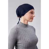 Sonbahar Moda Kadın Tesettür Likralı Penye Dikişsiz Kaymaz Düz Bone Lacivert - Koyu Lacivert - Standart
