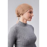 Sonbahar Moda Kadın Tesettür Likralı Penye Dikişsiz Kaymaz Düz Bone - Sütlü Kahve - Standart