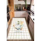 Sonbahar Temalı Balkabağı Desenli Baskılı Kaymaz Yıkanabilir Mutfak Halısı Yolluk 80 X 300 Cm Çok Renkli