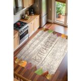 Sonbahar Temalı Kitchen Yazılı Baskılı Yıkanabilir Mutfak Halısı Yolluk