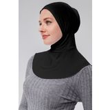 Sonbaharmoda Kadın Pratik Tesettür Sporcu Boyunluklu Hijab Geçmeli Bone Penye Kumaş - Siyah S200