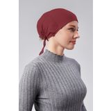 Sonbaharmoda Kadın Tesettür Likralı Penye Dikişsiz Kaymaz Düz Bağlamalı Bone Bordo