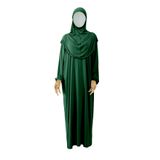 Sonbaharmoda Kız Çocuk Tesettür elbisesi Tek Parça Namaz Kıyafeti Tak Çıkar Başörtülü Pamuklu Lastikli Kolu