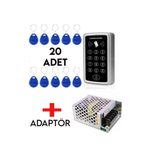 SONEX Adaptörlü RFID Şifreli Kapı Kilidi – Kartlı Geçiş Sistemi, 20 Adet Proximity Tag Anahtar