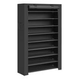 SONGMICS 10 Katlı Ayakkabı Rafı 28x88x160 cm Ayakkabı Dolabı, Ayakkabı Depolama, Toz Geçirmez Kapaklı Ayakkabı Organizatörü, Yüksek Topuklu Spor Ayakkabı için uygun, Metal Raf, siyah, RXJ36HV1