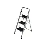 Songmıcs 3 Basamaklı Merdiven, Katlanır Merdiven, Kaymaz Lastikle Kaplı 20 cm Genişliğinde Basamaklar, Lastik Ayaklar, Küpeşte, Max. Statik Yük 150 Kg, Çelik, Gri ve Siyah GSL003GY01