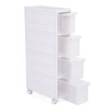 Songmics 4 Çekmeceli Raf, 4 Katlı 2 Ayrı Parça Kullanım, Mutfak Rafı Banyo Raf Standı Tekerlekli Niş Raf 84,5 cm Yükseklik, Beyaz Kfr05W
