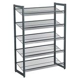 Songmics 5 Katlı Ayakkabı Rafı, Genişleyen Metal Ayakkabı Rafı Ayarlanabilir Ayakkabı Rafı 15-20 Çift Ayakkabı, Kısa Bot, Topuklular İçin Uygun, 74x104x307cm Koyu Gri Lmr005Gb